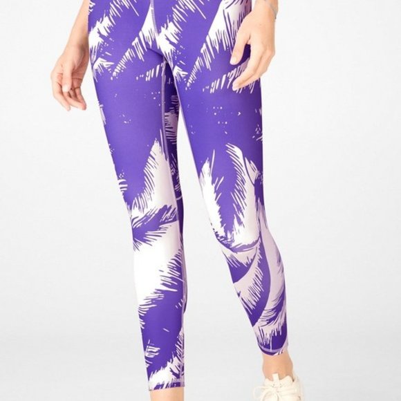 Fabletics Purple palm print High waisted gym pants - Picture 6 of 6